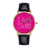 ARIES GOLD CUSTOMISED GOLD STAINLESS STEEL WATCH - SO SWEET PINK LEATHER STRAP WOMEN'S WATCH - H2 Hub Watches