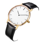 ARIES GOLD URBAN TANGO GOLD STAINLESS STEEL G 1007 G-W BLACK LEATHER STRAP MEN'S WATCH - H2 Hub Watches