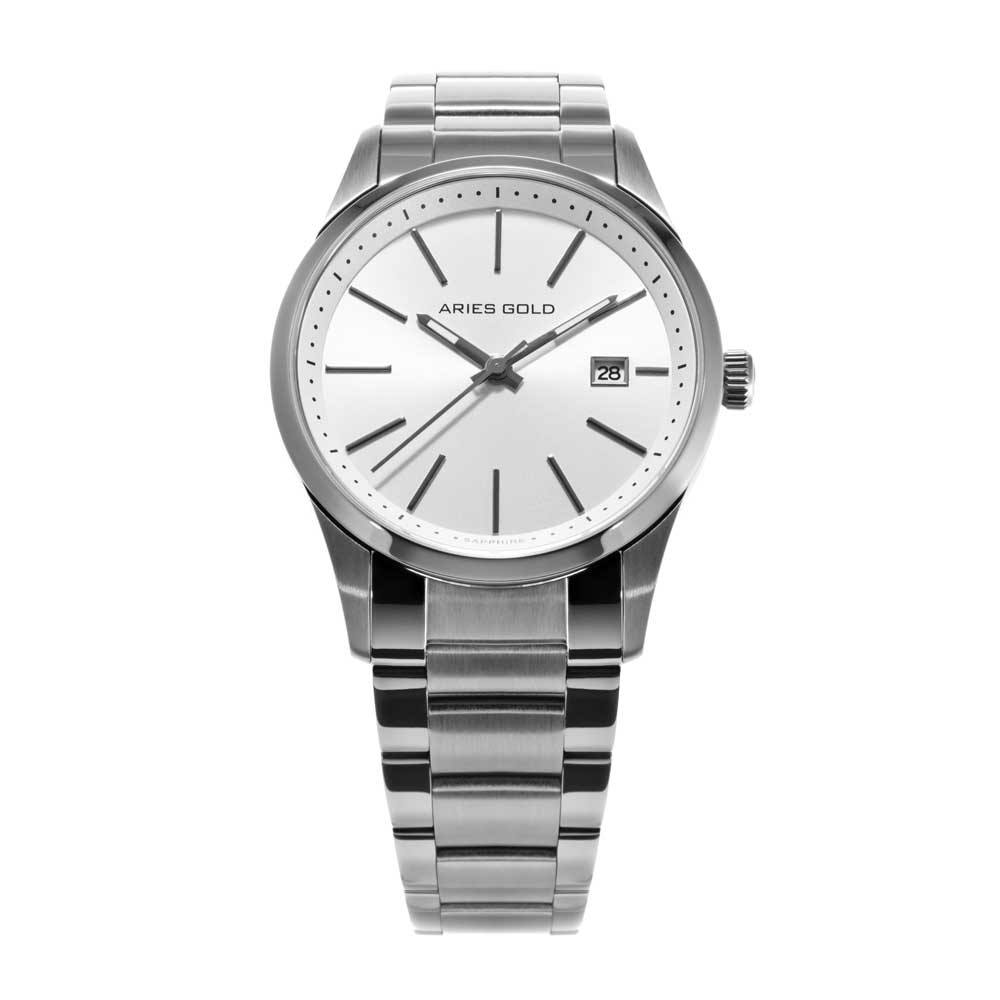 ARIES GOLD URBAN CLASSIC SILVER STAINLESS STEEL G 120B S-SD MEN'S WATCH - H2 Hub Watches