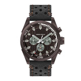 ARIES GOLD ANALOG ENDURO COFFEE STAINLESS STEEL G 7006Z CF-CF BLACK LEATHER STRAP MEN'S WATCH - H2 Hub Watches