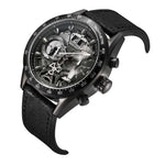 ARIES GOLD CHRONOGRAPH JOLTER BLACK STAINLESS STEEL G 7008 BK-BK LEATHER STRAP MEN'S WATCH - H2 Hub Watches