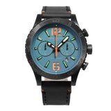 ARIES GOLD CHRONOGRAPH INSPIRE BLACK STAINLESS STEEL G 706 BK-BUOR LEATHER STRAP MEN'S WATCH - H2 Hub Watches