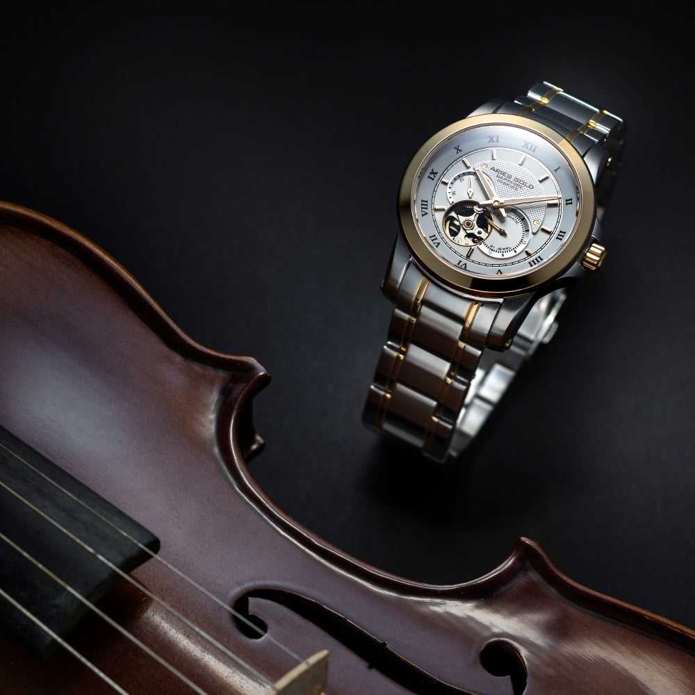 ARIES GOLD AUTOMATIC INFINUM FORZA TWO TONE GOLD STAINLESS STEEL G 9001 2TG-W MEN'S WATCH - H2 Hub Watches
