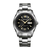ARIES GOLD AUTOMATIC INFINUM PRESIDENT SILVER STAINLESS STEEL G 9004 S-BK MEN'S WATCH - H2 Hub Watches