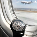 ARIES GOLD AUTOMATIC INFINUM EL TORO SILVER STAINLESS STEEL G 9005 AS-BK BROWN LEATHER STRAP MEN'S WATCH - H2 Hub Watches