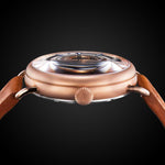 ARIES GOLD AUTOMATIC ROCKY LIMITED EDITION INVINCIBLE ROSE GOLD STAINLESS STEEL G 9013 RG-W LEATHER STRAP MEN'S WATCH - H2 Hub Watches