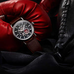 ARIES GOLD AUTOMATIC ROCKY LIMITED EDITION INVINCIBLE SILVER STAINLESS STEEL G 9013 S-BK LEATHER STRAP MEN'S WATCH - H2 Hub Watches