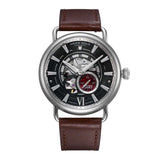 ARIES GOLD AUTOMATIC ROCKY LIMITED EDITION INVINCIBLE SILVER STAINLESS STEEL G 9013 S-BK LEATHER STRAP MEN'S WATCH - H2 Hub Watches