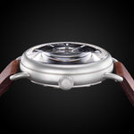 ARIES GOLD AUTOMATIC ROCKY LIMITED EDITION INVINCIBLE SILVER STAINLESS STEEL G 9013 S-BK LEATHER STRAP MEN'S WATCH - H2 Hub Watches