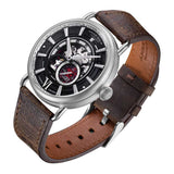 ARIES GOLD AUTOMATIC ROCKY LIMITED EDITION INVINCIBLE SILVER STAINLESS STEEL G 9013 S-BK LEATHER STRAP MEN'S WATCH - H2 Hub Watches