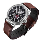 ARIES GOLD AUTOMATIC ROCKY LIMITED EDITION INVINCIBLE SILVER STAINLESS STEEL G 9013 S-BK LEATHER STRAP MEN'S WATCH - H2 Hub Watches