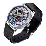 ARIES GOLD AUTOMATIC ROCKY LIMITED EDITION INVINCIBLE SILVER STAINLESS STEEL G 9013 S-W LEATHER STRAP MEN'S WATCH - H2 Hub Watches