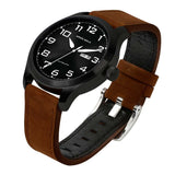 ARIES GOLD AUTOMATIC ESCALATE BLACK STAINLESS STEEL G 9017 BK-BK BROWN LEATHER STRAP MEN'S WATCH - H2 Hub Watches