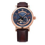ARIES GOLD AUTOMATIC INSPIRE GAUNTLET VINTAGE ROSE GOLD STAINLESS STEEL G 903 RG-BU BROWN LEATHER STRAP MEN'S WATCH - H2 Hub Watches