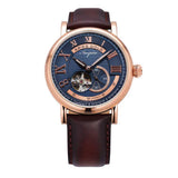 ARIES GOLD AUTOMATIC INSPIRE GAUNTLET VINTAGE ROSE GOLD STAINLESS STEEL G 903 RG-BU BROWN LEATHER STRAP MEN'S WATCH - H2 Hub Watches