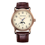 ARIES GOLD URBAN ROSE GOLD STAINLESS STEEL ETIENNE G 1003 RG-BEI BROWN LEATHER STRAP MEN'S WATCH - H2 Hub Watches