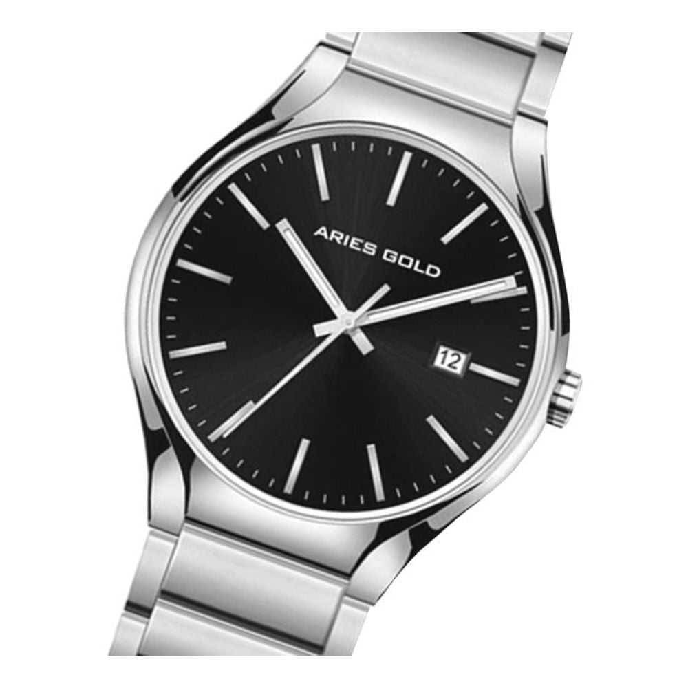 ARIES GOLD URBAN SILVER STAINLESS STEEL G 1005Z S-BK MEN'S WATCH - H2 Hub Watches
