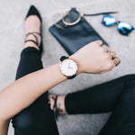 ARIES GOLD URBAN TANGO GOLD STAINLESS STEEL G 1007 G-W BLACK LEATHER STRAP MEN'S WATCH - H2 Hub Watches