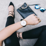 ARIES GOLD URBAN TANGO GOLD STAINLESS STEEL G 1007 G-W BLACK LEATHER STRAP MEN'S WATCH - H2 Hub Watches