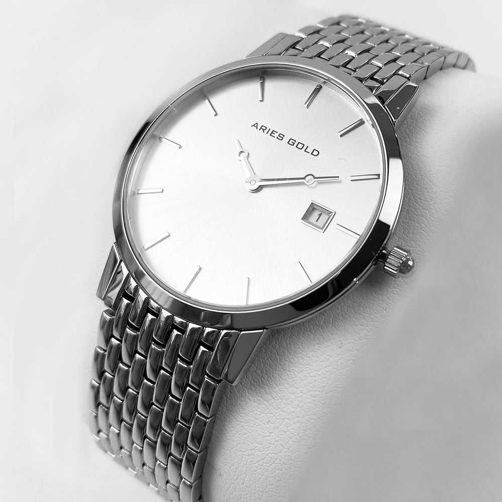 ARIES GOLD HERITAGE MASTER  SILVER STAINLESS STEEL G 1017Z S-S MEN'S WATCH - H2 Hub Watches