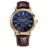 ARIES GOLD URBAN KENSINGTON GOLD STAINLESS STEEL G 101 G-BU BROWN LEATHER STRAP MEN'S WATCH