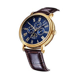 ARIES GOLD URBAN KENSINGTON GOLD STAINLESS STEEL G 101 G-BU BROWN LEATHER STRAP MEN'S WATCH