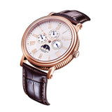 ARIES GOLD URBAN KENSINGTON ROSE GOLD STAINLESS STEEL G 101 RG-W BROWN LEATHER STRAP MEN'S WATCH