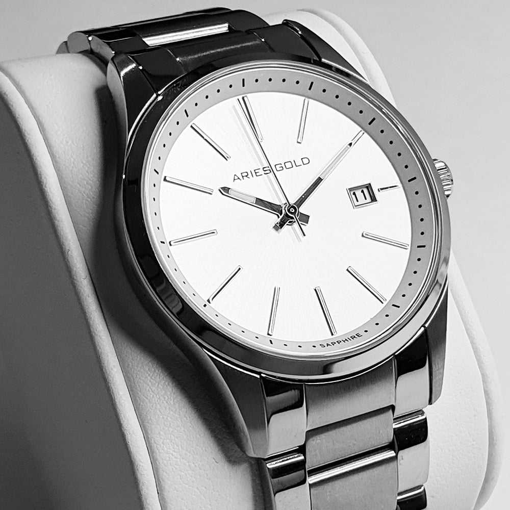 ARIES GOLD URBAN CLASSIC SILVER STAINLESS STEEL G 120B S-SD MEN'S WATCH - H2 Hub Watches