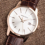 ARIES GOLD URBAN ENERGY ROSE GOLD STAINLESS STEEL G 639M RG-ROSE BROWN LEATHER STRAP MEN'S WATCH - H2 Hub Watches