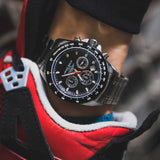 ARIES GOLD DRIFTER CHRONOGRAPH SILVER STAINLESS STEEL G 7001 SBK-BK MEN'S WATCH - H2 Hub Watches