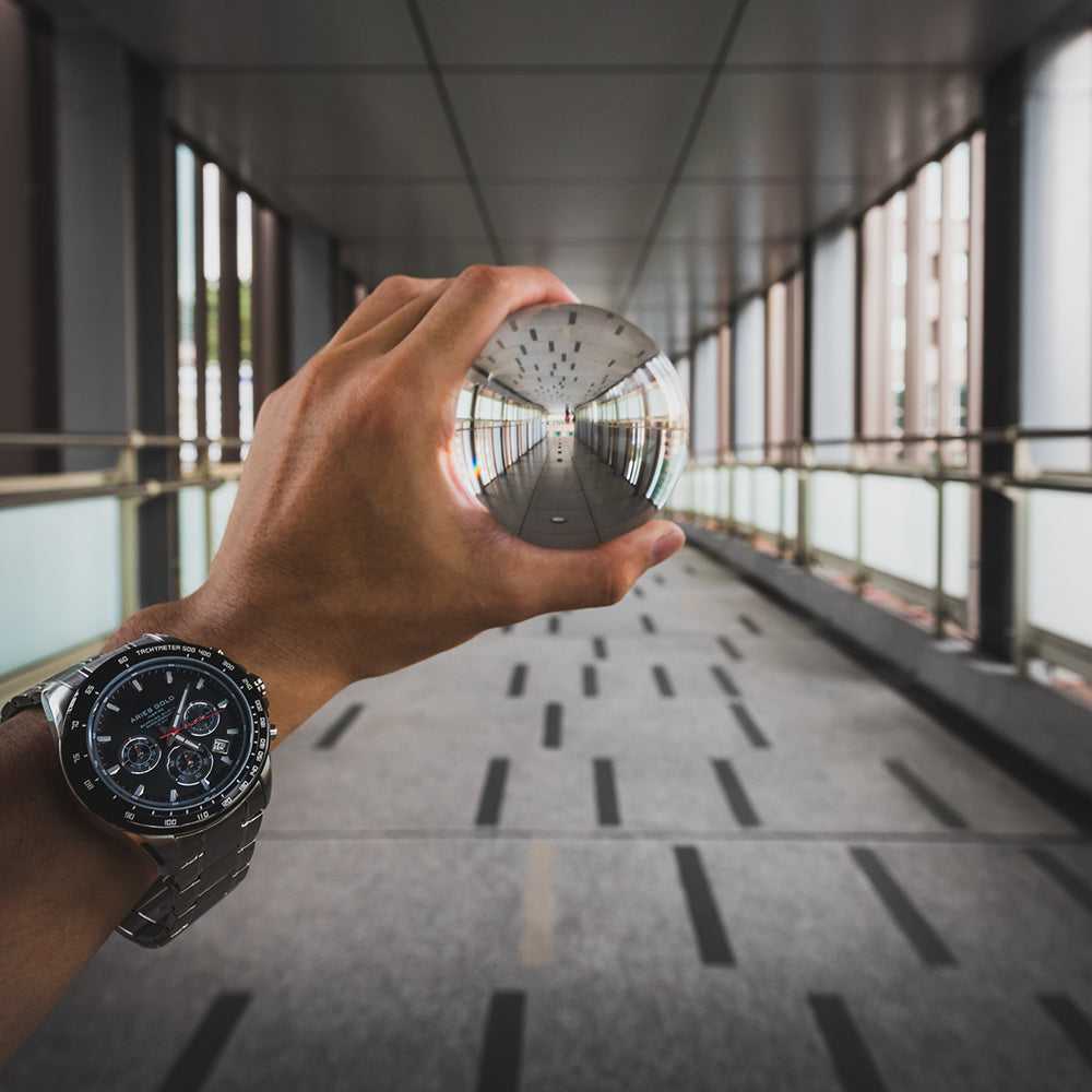 ARIES GOLD DRIFTER CHRONOGRAPH SILVER STAINLESS STEEL G 7001 SBK-BK MEN'S WATCH - H2 Hub Watches