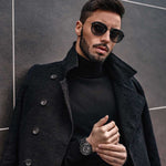 ARIES GOLD CHRONOGRAPH JOLTER BLACK STAINLESS STEEL G 7008 BK-BK LEATHER STRAP MEN'S WATCH - H2 Hub Watches