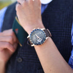 ARIES GOLD CHRONOGRAPH JOLTER ROSE GOLD STAINLESS STEEL G 7008 RG-BK BROWN LEATHER STRAP MEN'S WATCH - H2 Hub Watches
