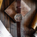ARIES GOLD BELFAST MOON G 7013 RG-CF MEN'S LEATHER WATCH - H2 Hub Watches