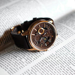 ARIES GOLD BELFAST MOON G 7013 RG-CF MEN'S LEATHER WATCH - H2 Hub Watches