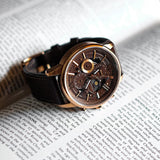 ARIES GOLD BELFAST MOON G 7013 RG-CF MEN'S LEATHER WATCH - H2 Hub Watches
