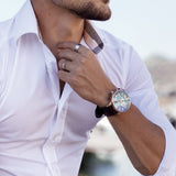 ARIES GOLD BELFAST MOON G 7013 RG-CF MEN'S LEATHER WATCH - H2 Hub Watches