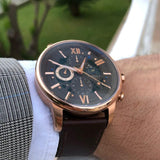 ARIES GOLD BELFAST MOON G 7013 RG-CF MEN'S LEATHER WATCH - H2 Hub Watches