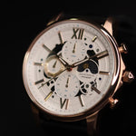 ARIES GOLD BELFAST MOON G 7013 RG-W LEATHER MEN'S WATCH - H2 Hub Watches