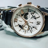 ARIES GOLD BELFAST MOON G 7013 RG-W LEATHER MEN'S WATCH - H2 Hub Watches