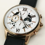 ARIES GOLD BELFAST MOON G 7013 RG-W LEATHER MEN'S WATCH - H2 Hub Watches