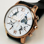 ARIES GOLD BELFAST MOON G 7013 RG-W LEATHER MEN'S WATCH - H2 Hub Watches