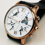ARIES GOLD BELFAST MOON G 7013 RG-W LEATHER MEN'S WATCH - H2 Hub Watches
