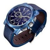 ARIES GOLD INSPIRE CONTENDER BLUE STAINLESS STEEL G 7301A BU-BU BLUE LEATHER STRAP MEN'S WATCH