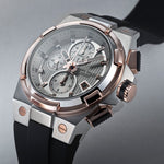 ARIES GOLD KING TWO-TONE STAINLESS STEEL G 7311 2TR-SRG HI-TECH BLACK SYNTHETIC STRAP MEN'S WATCH - H2 Hub Watches