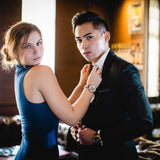 ARIES GOLD AUTOMATIC INFINUM EL TORO GOLD STAINLESS STEEL G 9005 G-BK BLACK LEATHER STRAP MEN'S WATCH - H2 Hub Watches