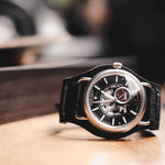 ARIES GOLD AUTOMATIC ROCKY LIMITED EDITION INVINCIBLE SILVER STAINLESS STEEL G 9013 S-BK LEATHER STRAP MEN'S WATCH - H2 Hub Watches