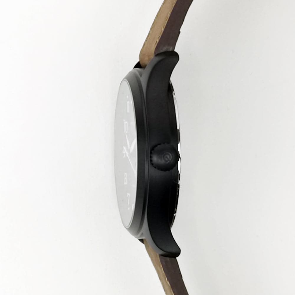 ARIES GOLD AUTOMATIC ESCALATE BLACK STAINLESS STEEL G 9017 BK-BK BROWN LEATHER STRAP MEN'S WATCH - H2 Hub Watches