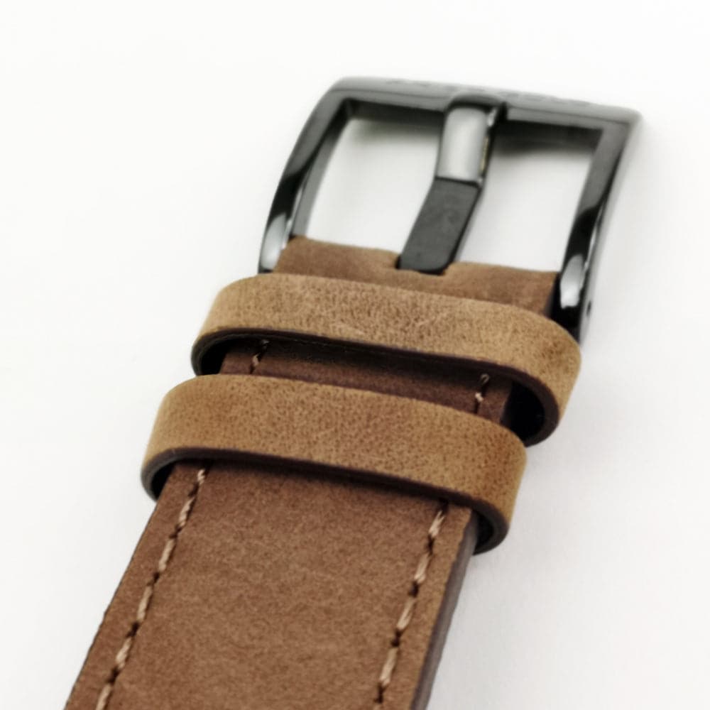 ARIES GOLD AUTOMATIC ESCALATE BLACK STAINLESS STEEL G 9017 BK-BK BROWN LEATHER STRAP MEN'S WATCH - H2 Hub Watches