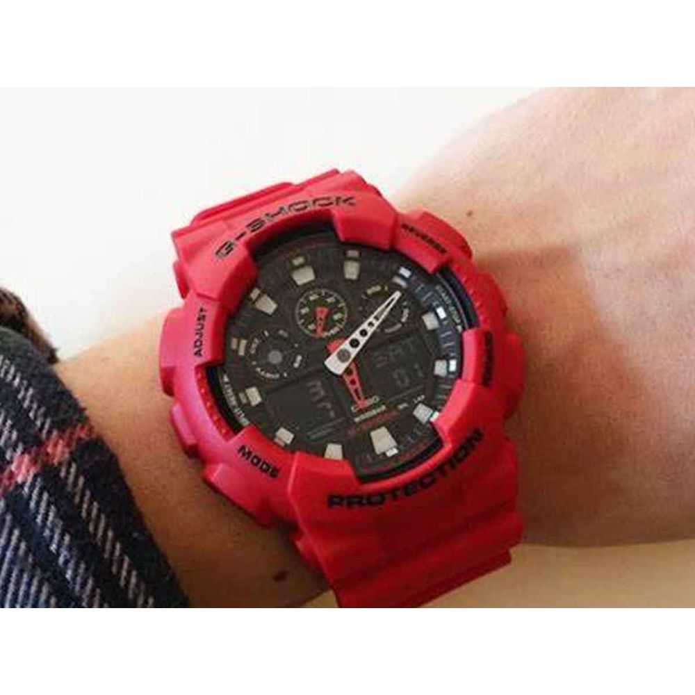 CASIO G-SHOCK GA-100B-4ADR DIGITAL QUARTZ RED RESIN UNISEX'S WATCH - H2 Hub Watches